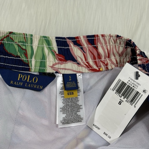 Polo Ralph Lauren Men's Small Blue Floral Traveler Swim Trunks Board Shorts - Picture 6 of 10